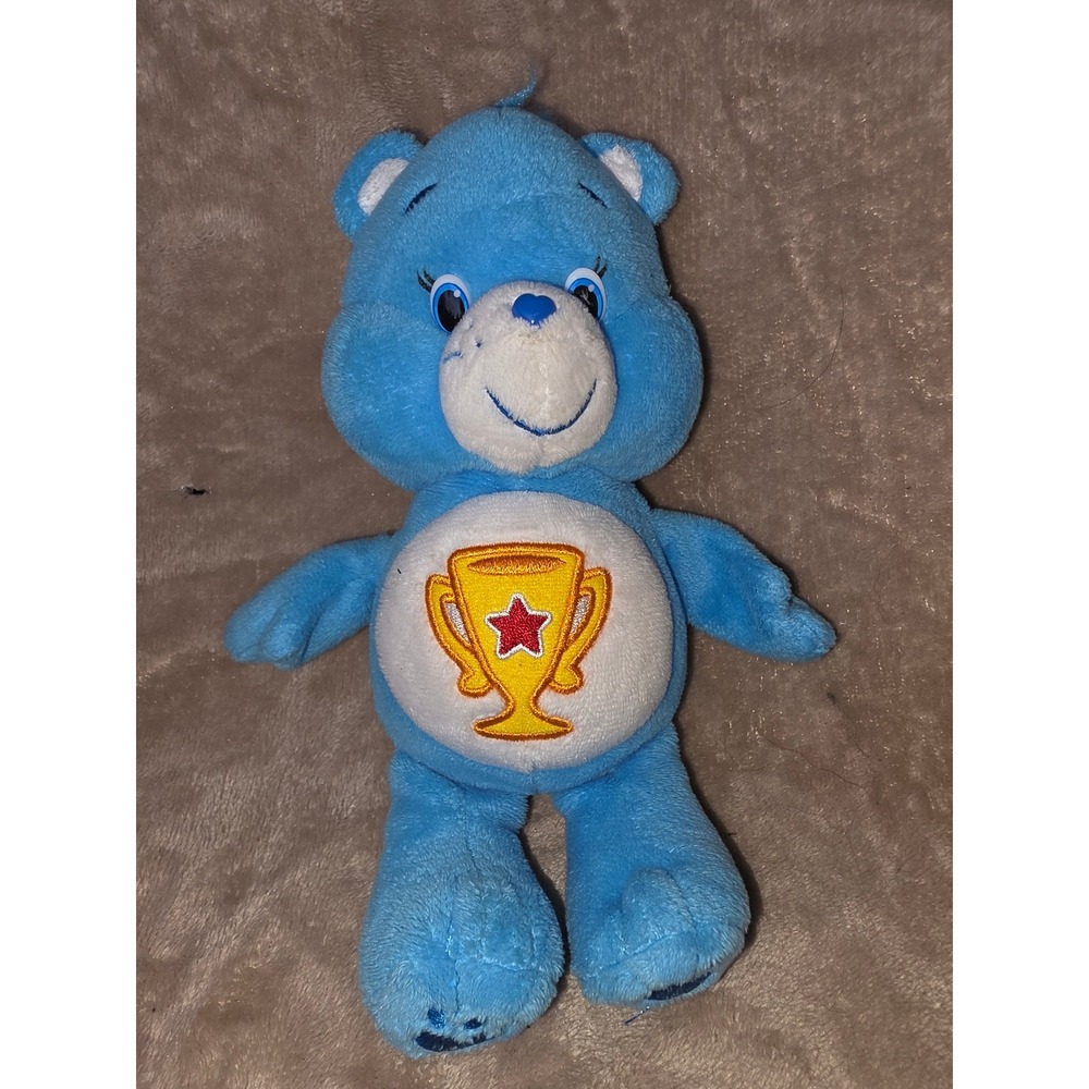 Care Bears Champ Bear Plush Blue Trophy Star 2017 Just Play Stuffed Animal 8"
